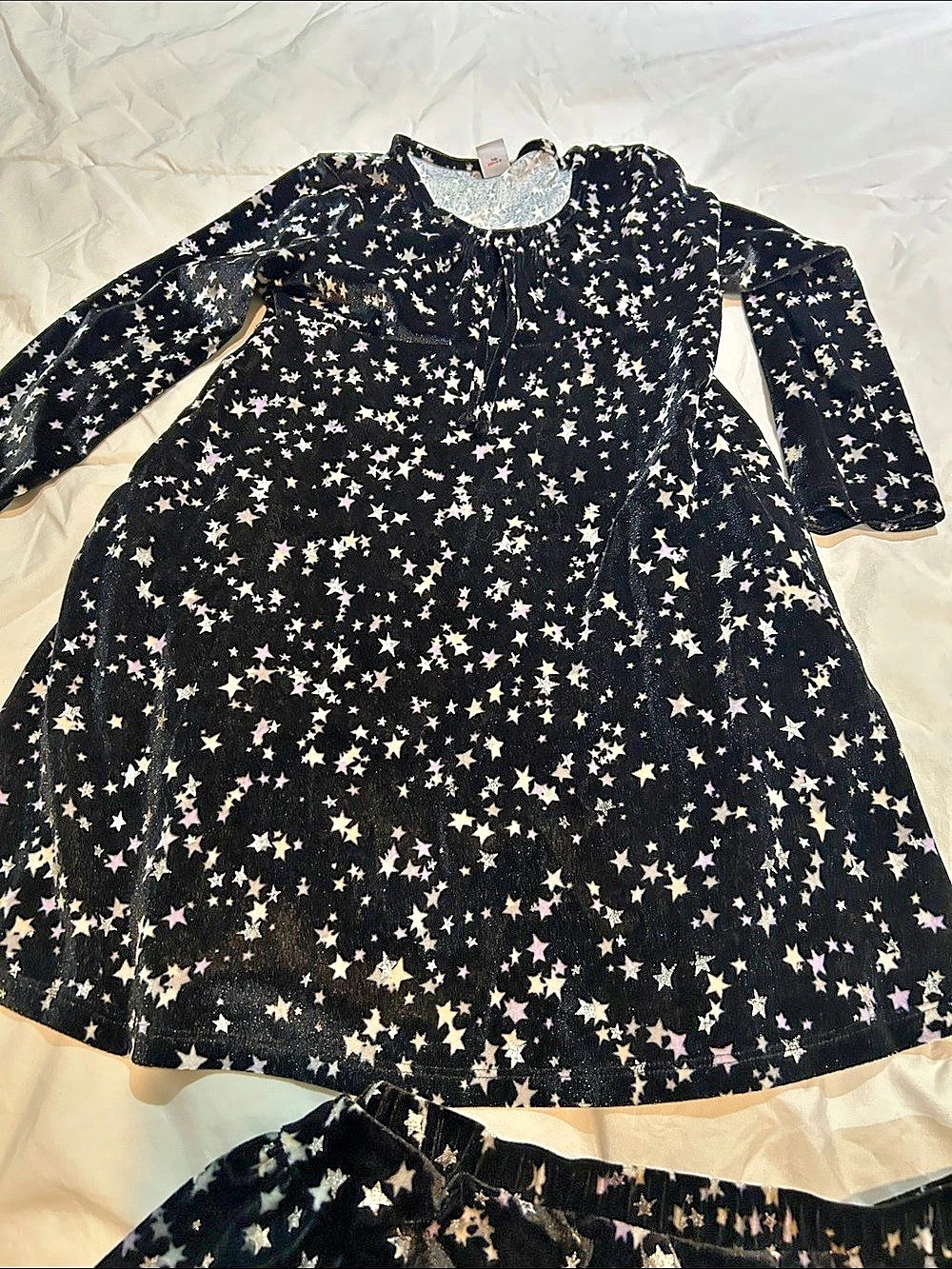 Old Navy Girls Floral Dress & Skirt Set Size Medium navy blue velour silver star